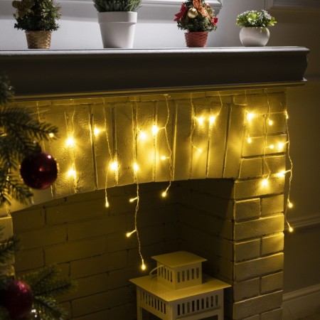 Garland "fringe" 1.8 × 0.5 m, IP20, transparent thread, 48 LED, warm white glow, 8 modes, 220 V-1
