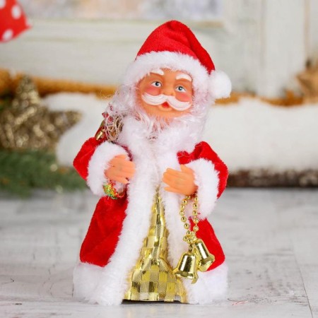 Santa Claus "Kuchenya fur coat" moves, with backlight, 16.5 cm