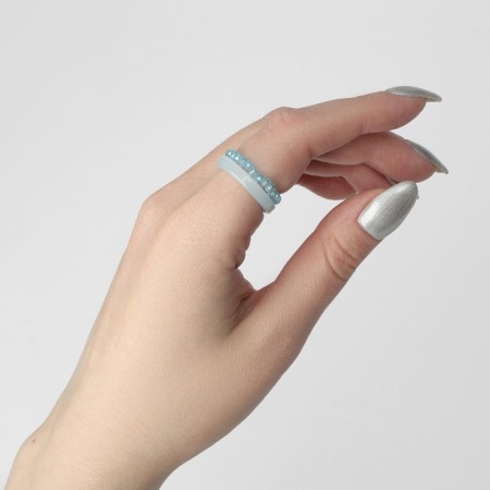 Ring set 2 pieces "Crystals" pebbles and smoothness, blue color, size mix-2