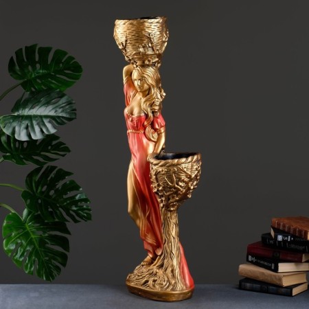 Figure "Girl with two Kashpo" Red, 24x30x96cm-12