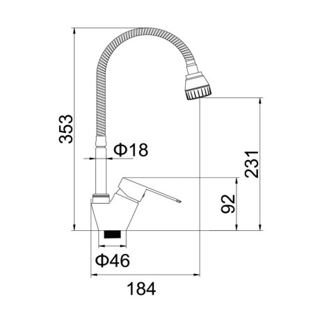 Accoona A4865 kitchen mixer, single -leaf, with flexible surge, chrome-3