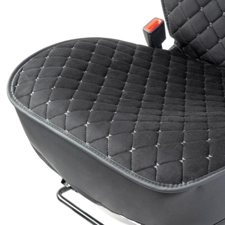 Frame caps for the front seats Car Performance, 2 pcs, alcantara, rhombus, black and gray-7