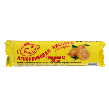 Ascorbic acid with sugar, lemon, 10 pcs 3 g