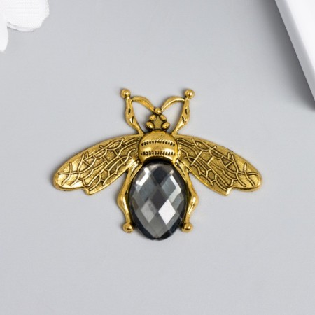 Decor for creativity metal, rhinestones "fly" gold set 2 pcs 3.5x4.7 cm-1