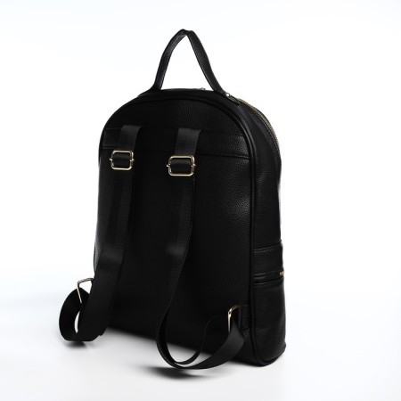 Women's backpack made of artificial leather with lightning, 2 pockets, black color-2