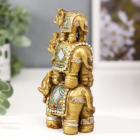 Souvenir polystone mirror inserts "3 elephants with beads on the ass" 12.5x9x4 cm-3