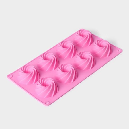 The form for baking the share "German cupcake. Whirlwind ", silicone, 28.5 × 17 cm, 8 cells, pink color-8