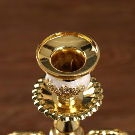 Summary Metal for 3 candles "rosary" gold, white enamel 36.5x31.5x12 cm-5
