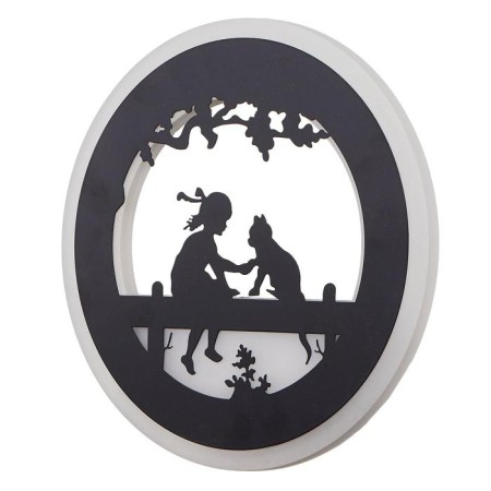 Sconces "Girl and kitten" LED 24W 3000-4000K Black 22x3.5x22 cm
