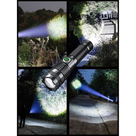 Manual battery flashlight, 10 W, 3500 mAh, LED P50, IP66, 16.5 x 4.2 x 3.4 cm, USB-2