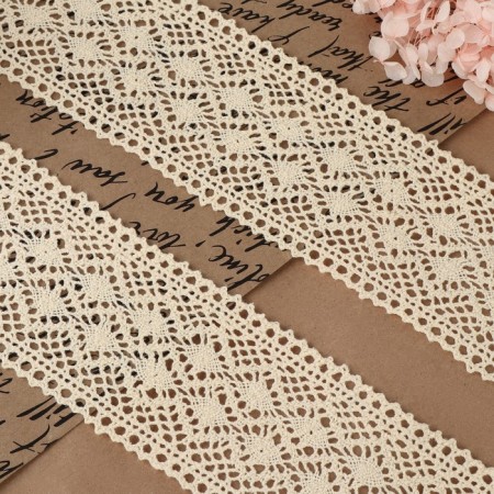 Knitted lace, 70 mm × 10 ± 1 m, beige color-1