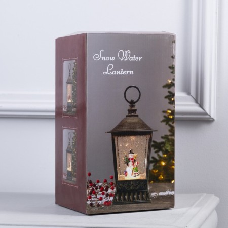 LED figure "Lantern with a snowman" 12 × 24 × 12 cm, plastic, AAX3 batteries (not in the kit), USB, glow warm white-5