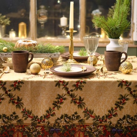 The tablecloth of the New Year's share "Christmas tree toys" 110*145 cm, 100% p/e-2