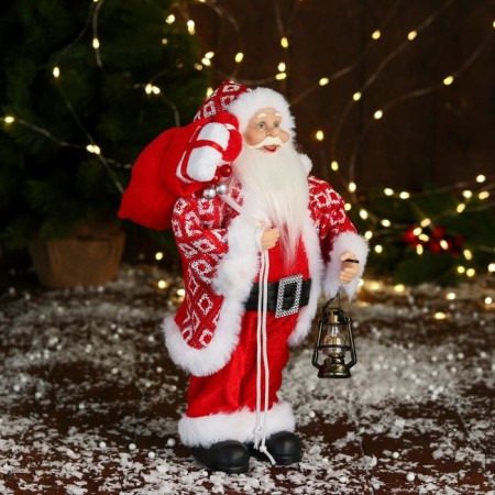Santa Claus "In a suit with ornaments" 28 cm, red-1
