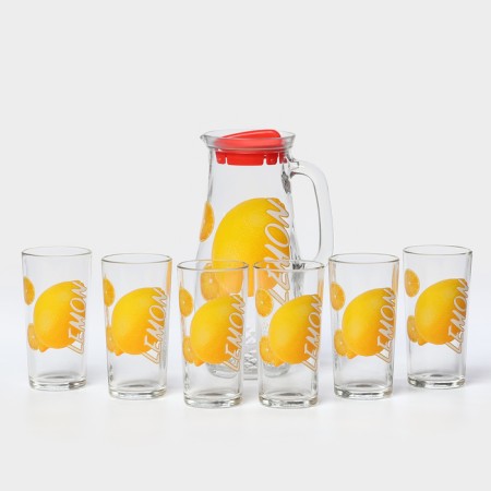 A set of drinking as-decortes, 7 items: a jug of 1.7 liters, glasses 250 ml, 6 pcs-5