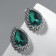 Earrings with rhinestones "Sea radiance", emerald color in black silver