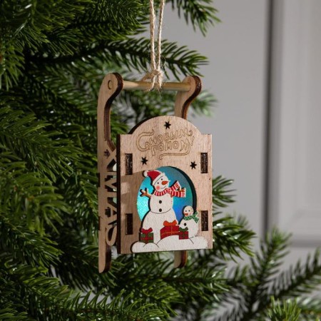 Christmas tree toy "Sani with a snowman", from batteries, a glow of RGB