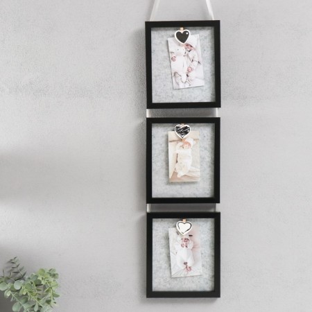 Photo frame Plastic set of 3 photos "pleasant moments" on a fabric tape, black 22x19 cm