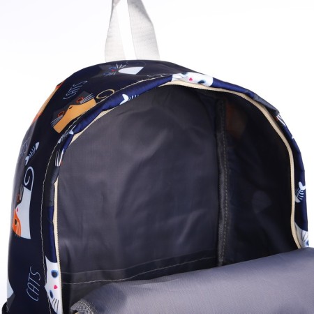 School backpack from textiles on lightning, 3 pockets, blue color-5