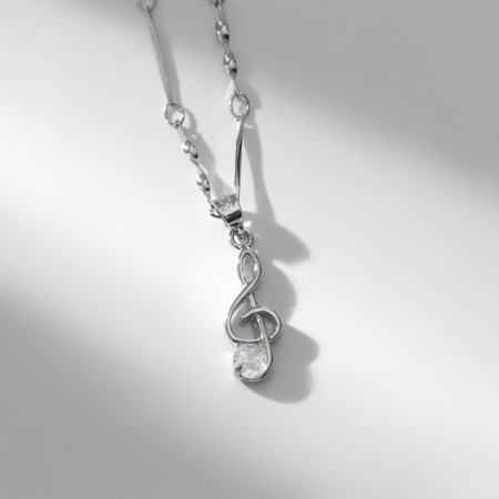 Pendant "Melody of the Heart" Violin key, white color in silver, 45 cm-4