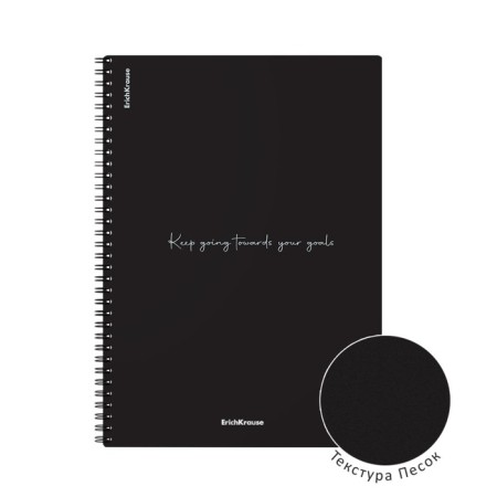 A4 notebook 80 sheets, a cage on a spiral, Erichkrause, "Words" plastic cover black-3