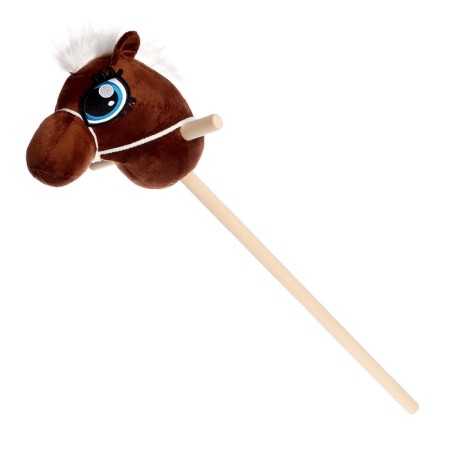 Soft toy "horse-horseman", on a stick, mix, brown color-11