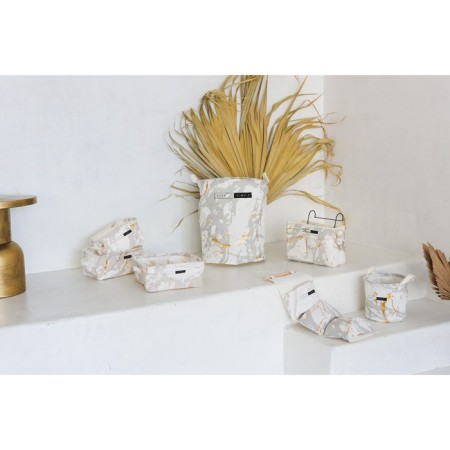 Storage basket with handles of the shade "marble", 20 × 20 × 24 cm, white-gray color-5