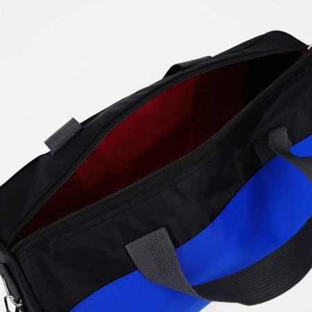 Sports bag with zipper, long belt, black color/cornflower-2