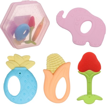 A set of silicone teeters "berry", with a rattle, 4 pcs., In the case, crumb I-1