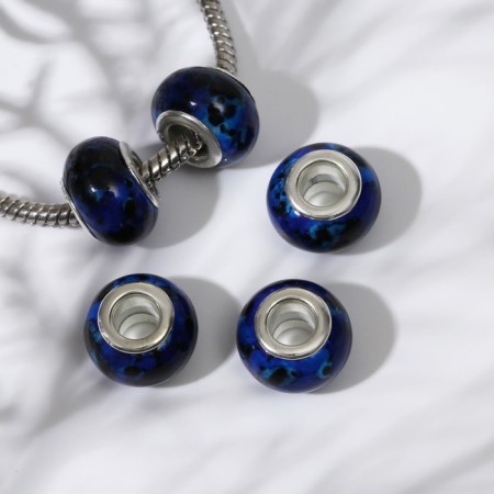 Bead "Klyaksa", the color is blue-black in silver-1