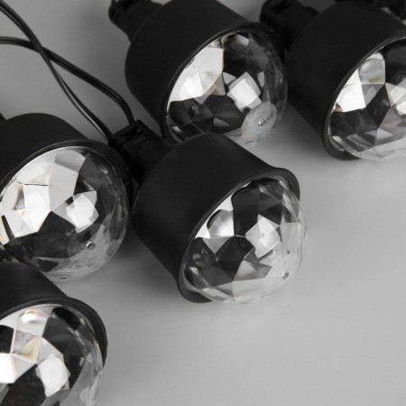 Garland “thread” 5.4 m with nozzles “disco-shara”, ip44, dark thread, 10 LED, glow red/warm white, solar battery-5