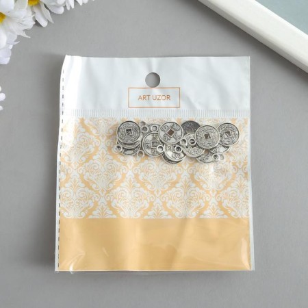 Decor for creativity Metal "Chinese Coin" silver 1.7x1.3 cm-2