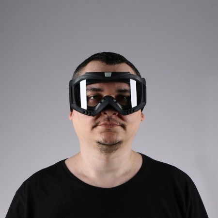 Mask glasses for motor vehicles, collapsible, transparent visor, black color-8