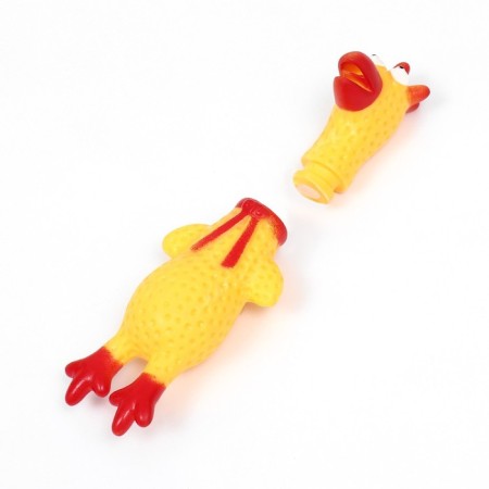 Brying toy "Rooster" for dogs, 16 cm, yellow-3