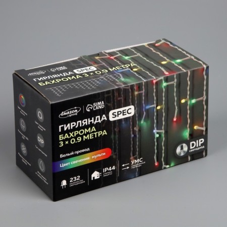 Garland "fringe" 3 × 0.9 m, IP44, UMS, white thread, 232 LED, glow of Multi, 220 V-6