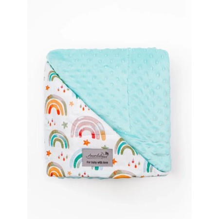 Plaid "Grow together", size 85x95 cm, white, mint color-4