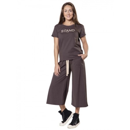 Female suit, size 48, brown color-1