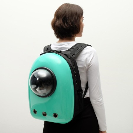 A backpack for carrying animals with a viewing window, 32 x 25 x 42 cm, mint-12
