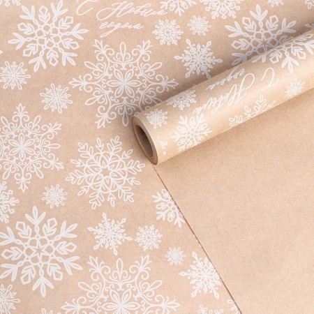 Craft paper in the roll "Snowflakes", 0.68 x 7 m, New Year-1