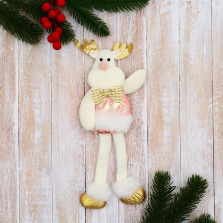 Soft suspension "Deer in a shiny suit, long legs" 8x23 cm, pink