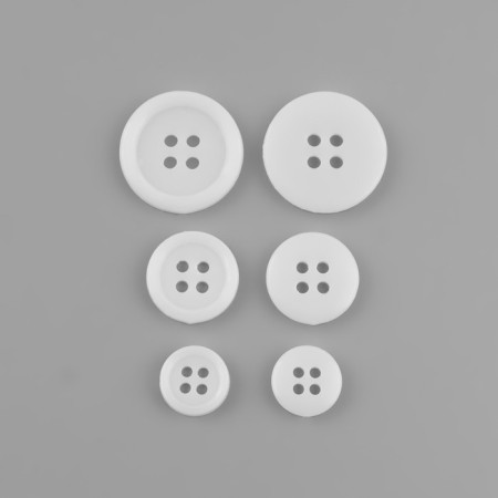 A set of buttons, 4 punctures, d = 10/15/20 mm, 17 pcs, in a blister, white color-2