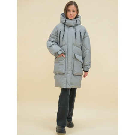 Coat for girls, height 104 cm, gray color-7