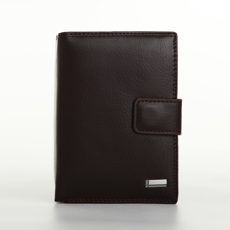 Male purse on magnet 3 in 1, department for auto documents, passports, brown color