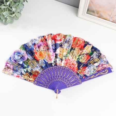 Fan plastic bend "Flower girl" Gold Mix 23 cm-1