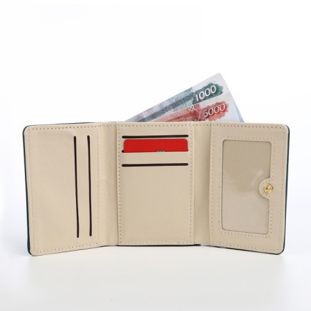 Women's wallet on the button, the color is dark green-3