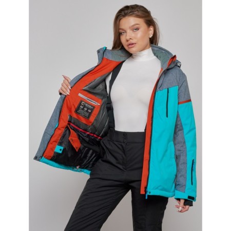 Ski jacket female winter, size 54, turquoise color-9
