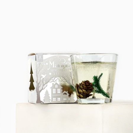 New Year's gel candle in a glass with a decor inside “New Year: spruce forest” 5 x 5 x 6 cm-1
