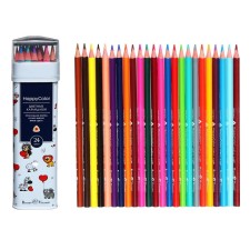 Карандаши 24 цвета Happycolor в металлической тубе, микс