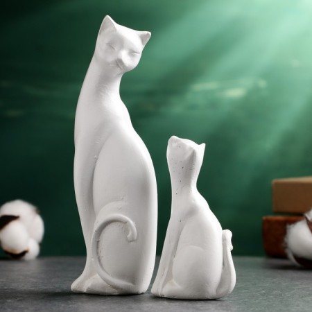 Figure "cats" white, set 2pcs, 16/10cm-1
