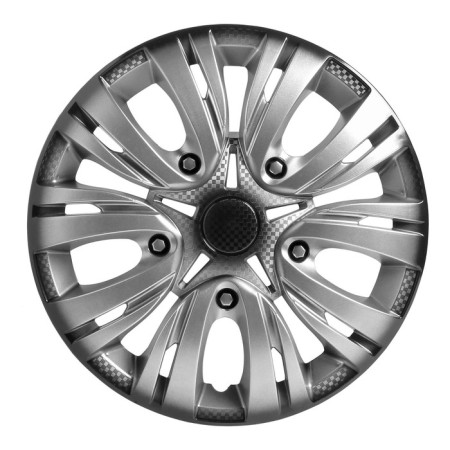 Wheel caps 13 "Lyon +", silver-black, carbon, 2 pcs Airline AWCC-13-02-1